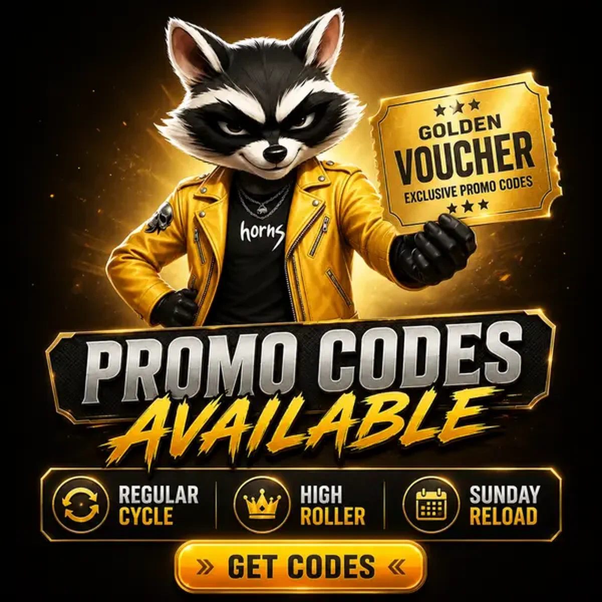 Bon de code promo tenu par l'ambassadeur raton laveur confiant chez Rockyspin Casino